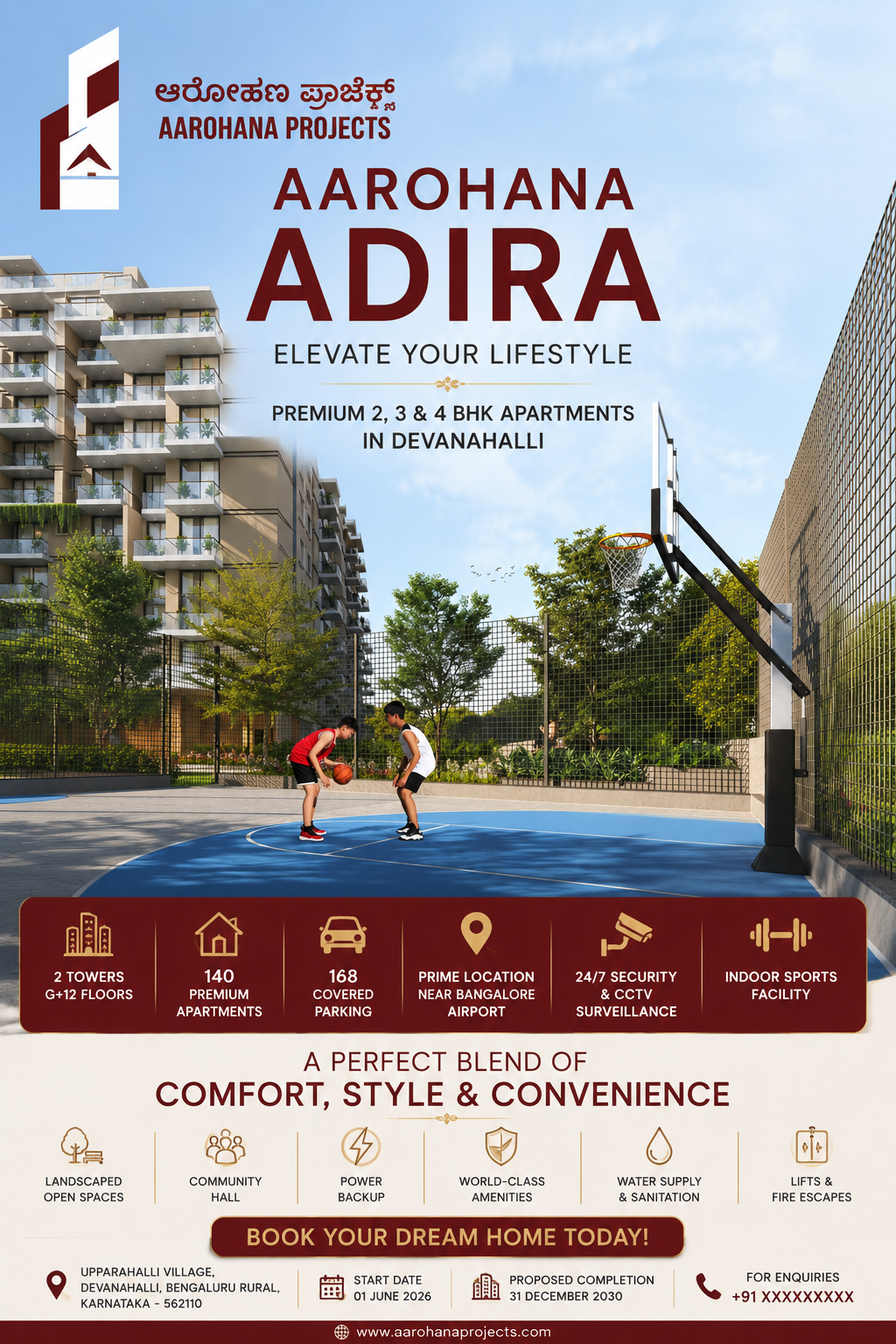 Aarohana Adira luxury apartments by Aarohana Group in Devanahalli, Bangalore