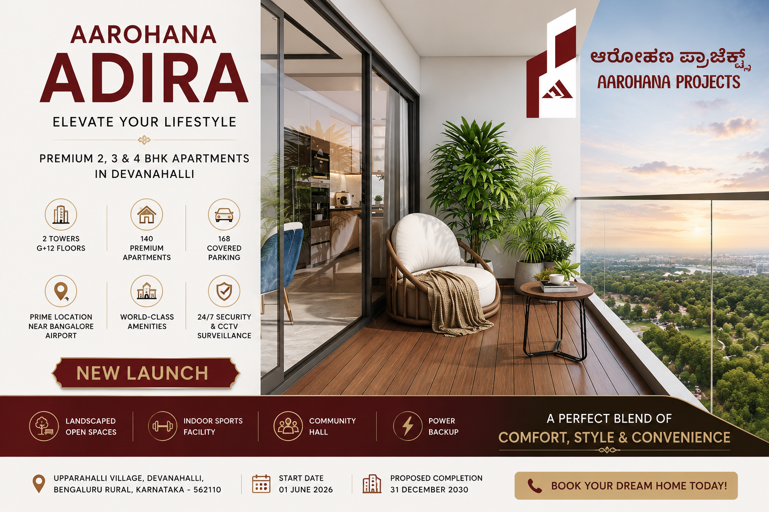 Aarohana Adira Luxury Apartments in Devanahalli, Bangalore