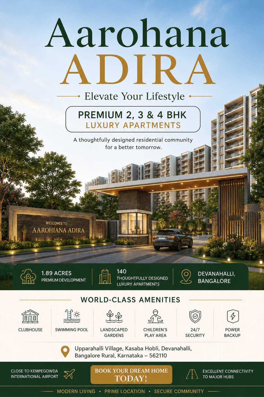 Aarohana Adira premium apartments by Aarohana Group in Devanahalli, Bangalore