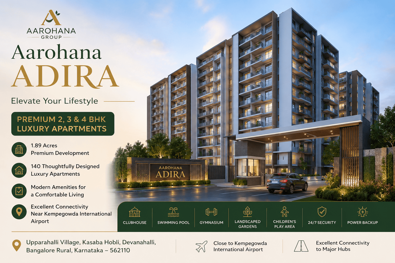 Aarohana Adira Premium Apartments in Devanahalli, Bangalore